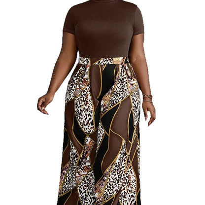 XL-5XL Plus Size Women Clothing 2 Piece Sets New Matching Short Sleeve Two Pieces Sets Tops And Pants Suits Outfits Clothing