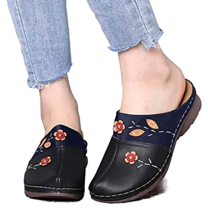 Women Clogs Sandals Wear-resistant Non-slip Soles Ladies Comfort Closed Toe Wedges Platform Shoes Soft Breathable Flower Slipper
