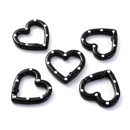 5pcs Multicolor Metal Heart Ring Spring Clasp Carabiner Keychain Clips Hook Dog Chain Diy Jewelry Buckle Connector Supplies