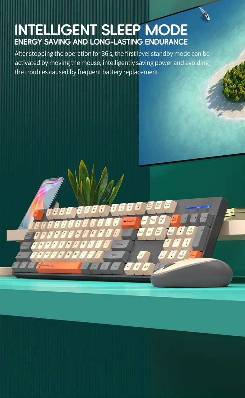 Shipadoo Wireless Gaming Keyboard and Mouse Combo for Laptop, Desktop, and Office Use