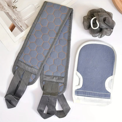 Exfoliating Body Scrubber Set - Includes Back Scrubber, Bath Glove And Shower Bath Sponge Loofah