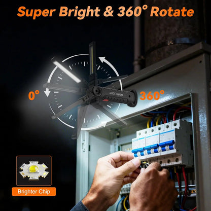 360° Rotating LED Work Light Sets 5 Modes USB Rechargeable Magnetic Base Hanging Hook Waterproof for Garage Auto Repair Camping
