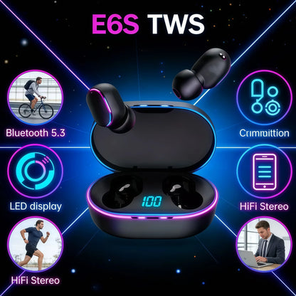 E6STWS Bluetooth headphones are wireless Bluetooth music headphones and noise-cancelling headphones suitable for Android and ios