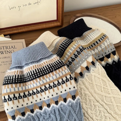 Vintage Stripe High Quality Warm Winter Sweater Clothes for Dog Cat Christmas New Year Knitted Pullover Clothes