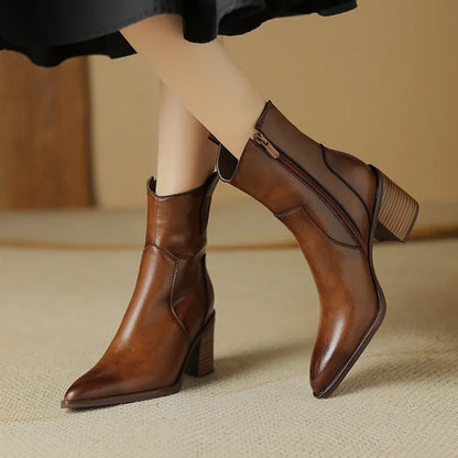 2026 Autumn Women Boots Women Shoes Pointed Toe Chunky Heel Boots Casual Winter Boots Short Modern Boots Chelsea High Heels
