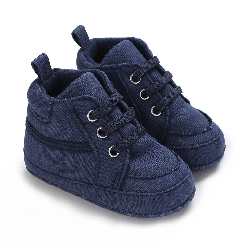 Baby Learning Walk Shoes, Striped PU Sports Shoes for Infants 0-18M, Soft Sole Lightweight Casual Footwear