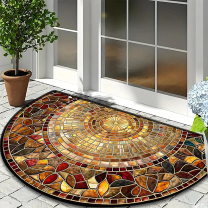 Semi-circular door rubbing mat arched diatomite printed entrance mat porch non-slip mat entrance water-absorbing mat