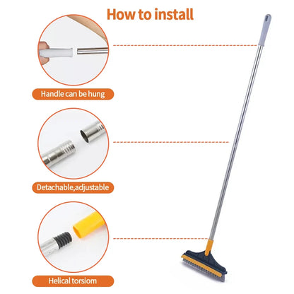 3 In 1 Cleaning Brush Cleaner Brush For Cleaning Bathroom Brush With Long Handle Rotating Floor Brush Crevice Brush