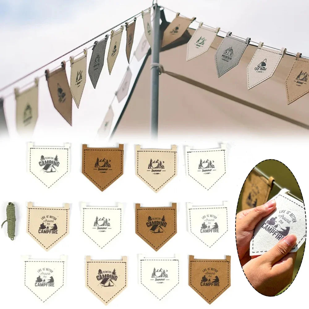 Camping Tent Atmosphere Flag Decoration Scene Layout Flag Outdoor Camp Travel Flag Felt Pennant Hanging Cloth Camping Equipment