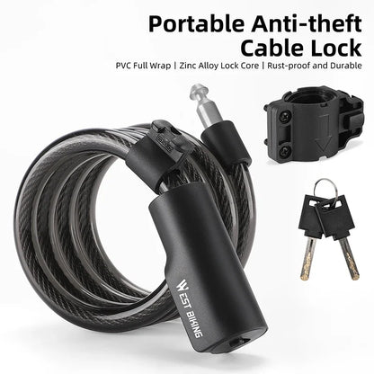 WEST BIKING Bike Foldable Lock Anti-theft Electric E-Bike Chain Padlock Motorcycle Safety Portable Locks Bicycle Accessories