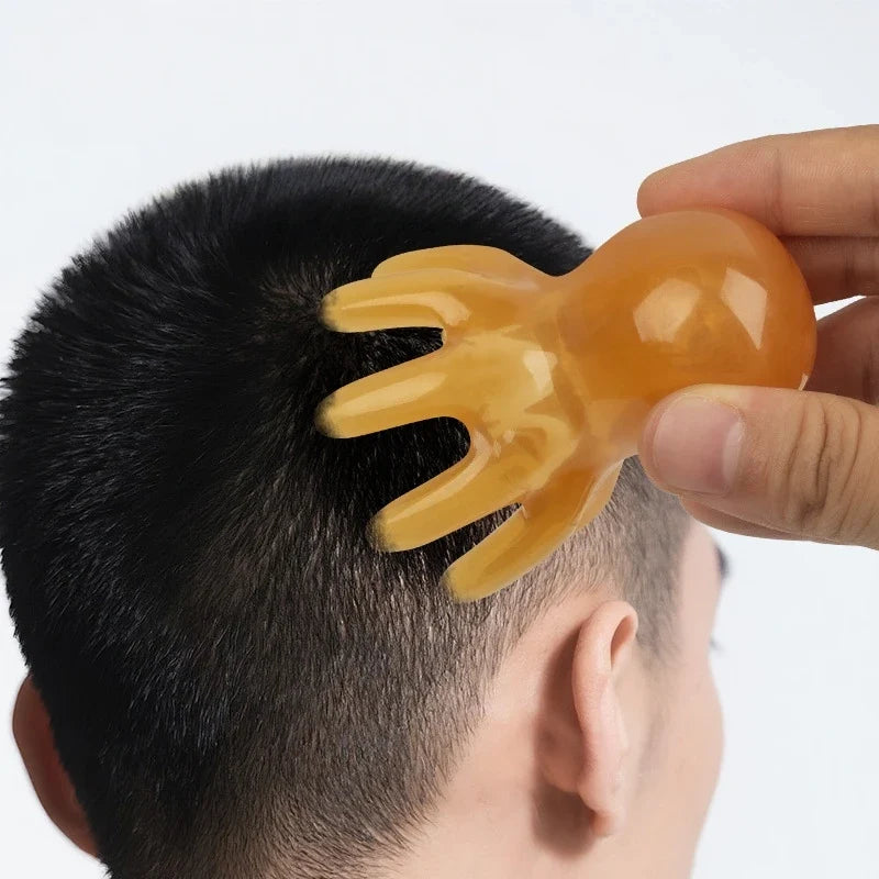 Octopus Head Massager Comb Head Meridian Manual Acupressure Tool Portable Spa Gua Sha Massage Comb