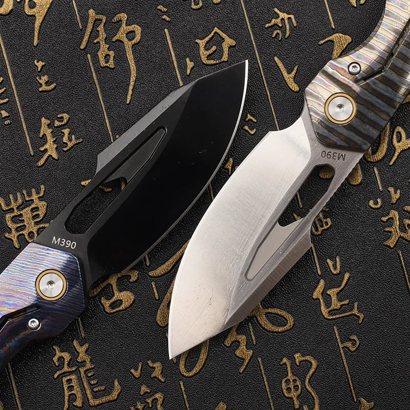 Folding Knife M390 Steel Titanium Alloy Handle Outdoor Survival Camping Portable EDC Collection Tool for Play