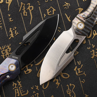 Folding Knife M390 Steel Titanium Alloy Handle Outdoor Survival Camping Portable EDC Collection Tool for Play
