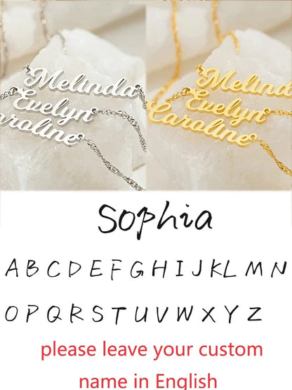 Custom Different Font Name Pendant Necklace for Woman Girls Stainless Steel Nameplate Personalized Choker Necklaces Jewelry Gift