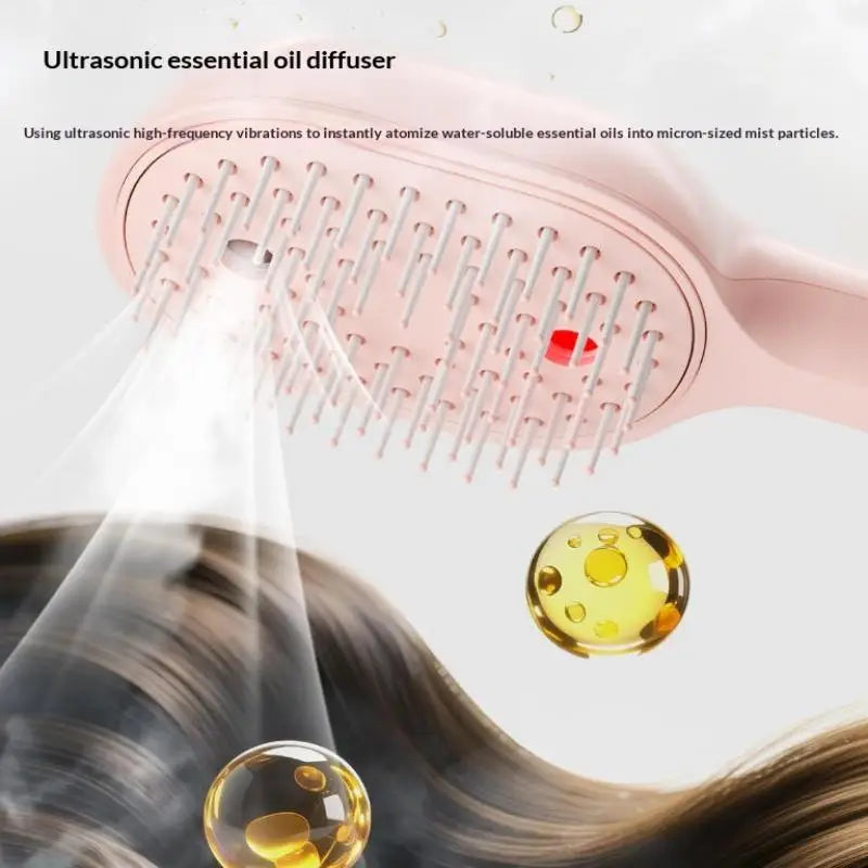 Electric Steam Spray Hair Brush USB-C Rechargeable Wet Hair Straightener Comb, Smooth Styling Anti-Frizz Tool