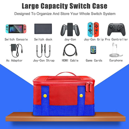 Large Capacity Carrying & Storage Case, All-in-One Protective Travel Bag for Full Set Game Console & Controllers, Shockproof