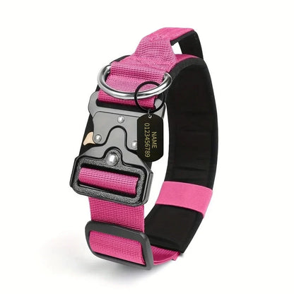 Personalized Tactical Dog Collar Adjustable Military Training Nylon Dog Collar with NamePlate Metal Buckle for Dogs