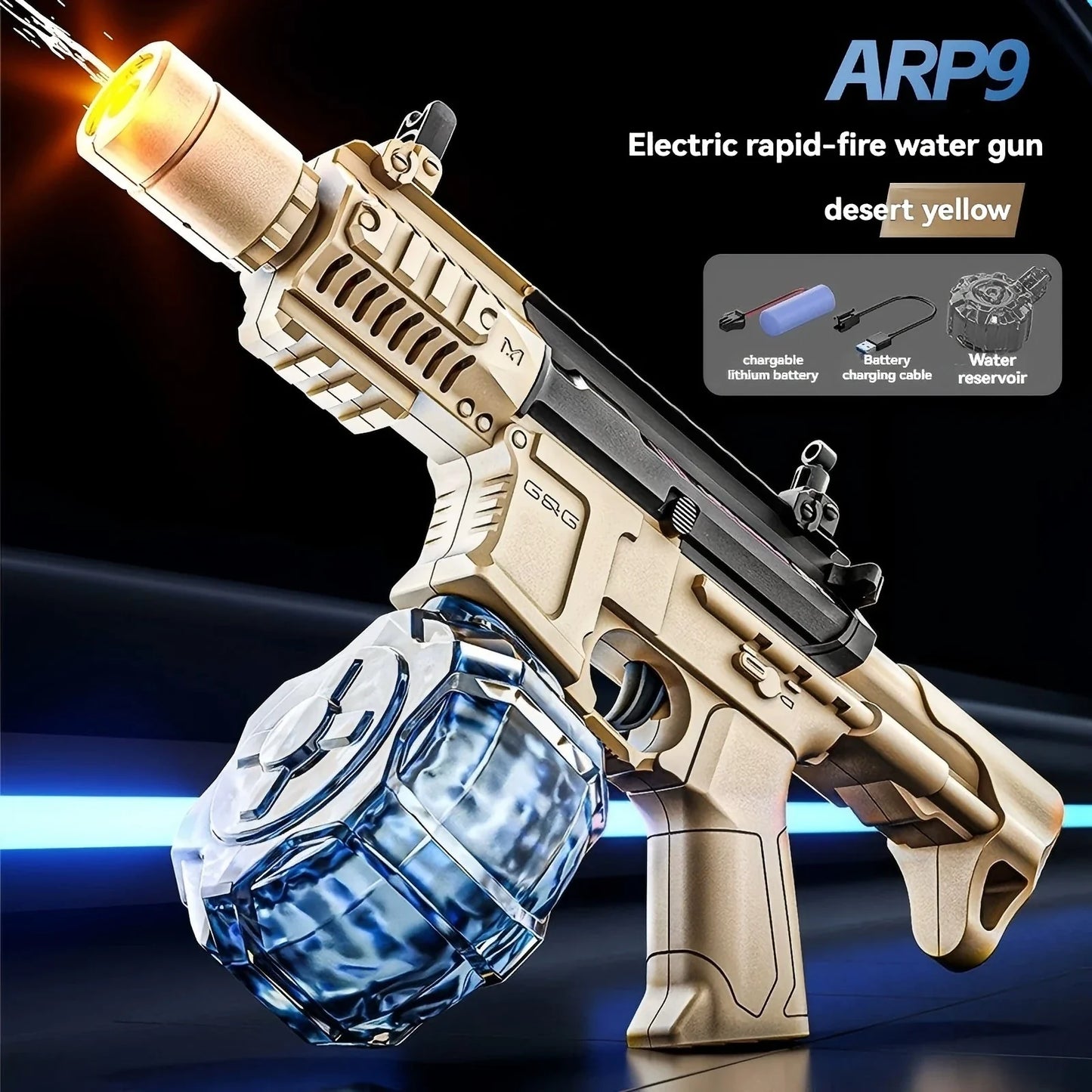 Large Capacity Victor Electric Water Gun Toy, Absorb Water Automatic Continuous Shooting, With Lights, Summer Beach Pool Gift