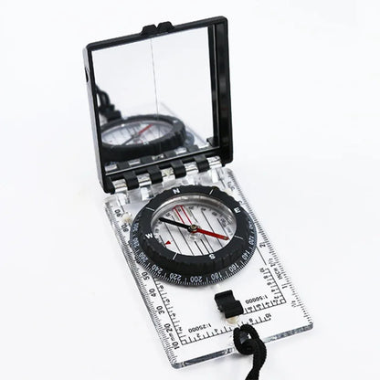 Outdoor Camping with Hanging Rope Scale Mirror, Multifunctional Folding Compass, Magnetic Declination Adjustment Function