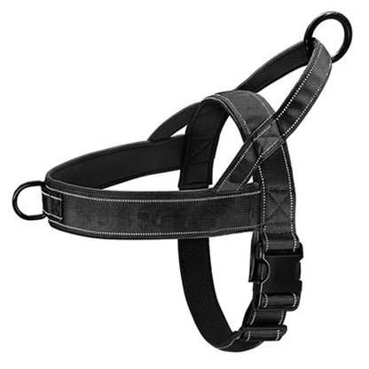 Reflective Tactical Anti-Pull Dog Harness Nylon Adjustable Escape Proof for Large Dog Outdoor Training Vest with Handle