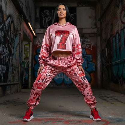 Pink Graffiti scribbles Women's Quick Dry Sweatpants(L65) CREATED BY DESIGNS BY KIEKIE