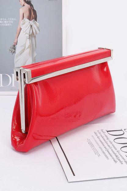 Patent Leather Frame Clutch Bag