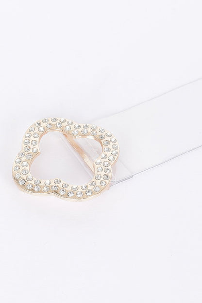 Rhinestone Metal Buckle Clear Belt