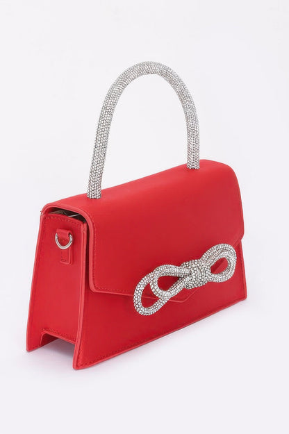 Rhinestone Ribbon Handle Flap Bag