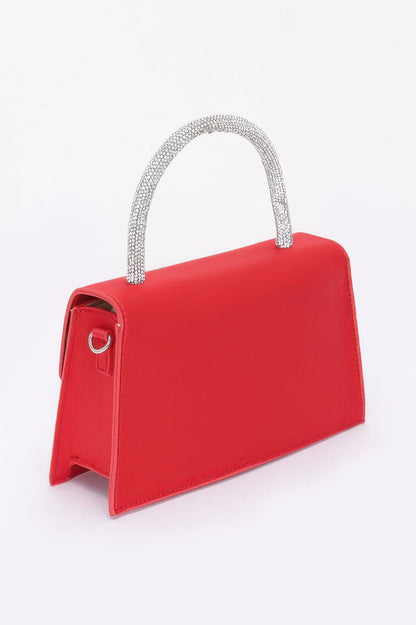 Rhinestone Ribbon Handle Flap Bag