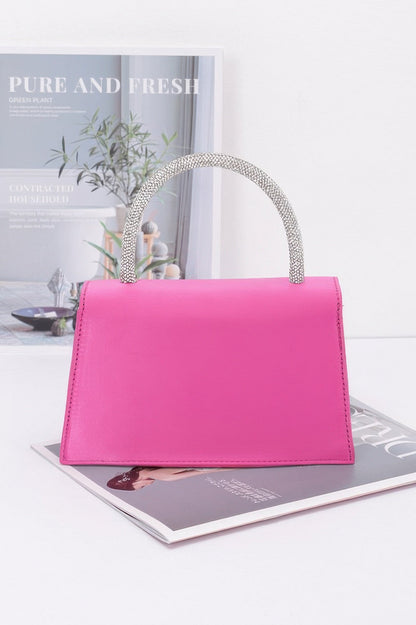Rhinestone Ribbon Handle Flap Bag