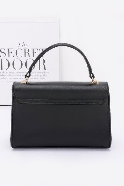 Faux Leather Two Tone Flap Bag