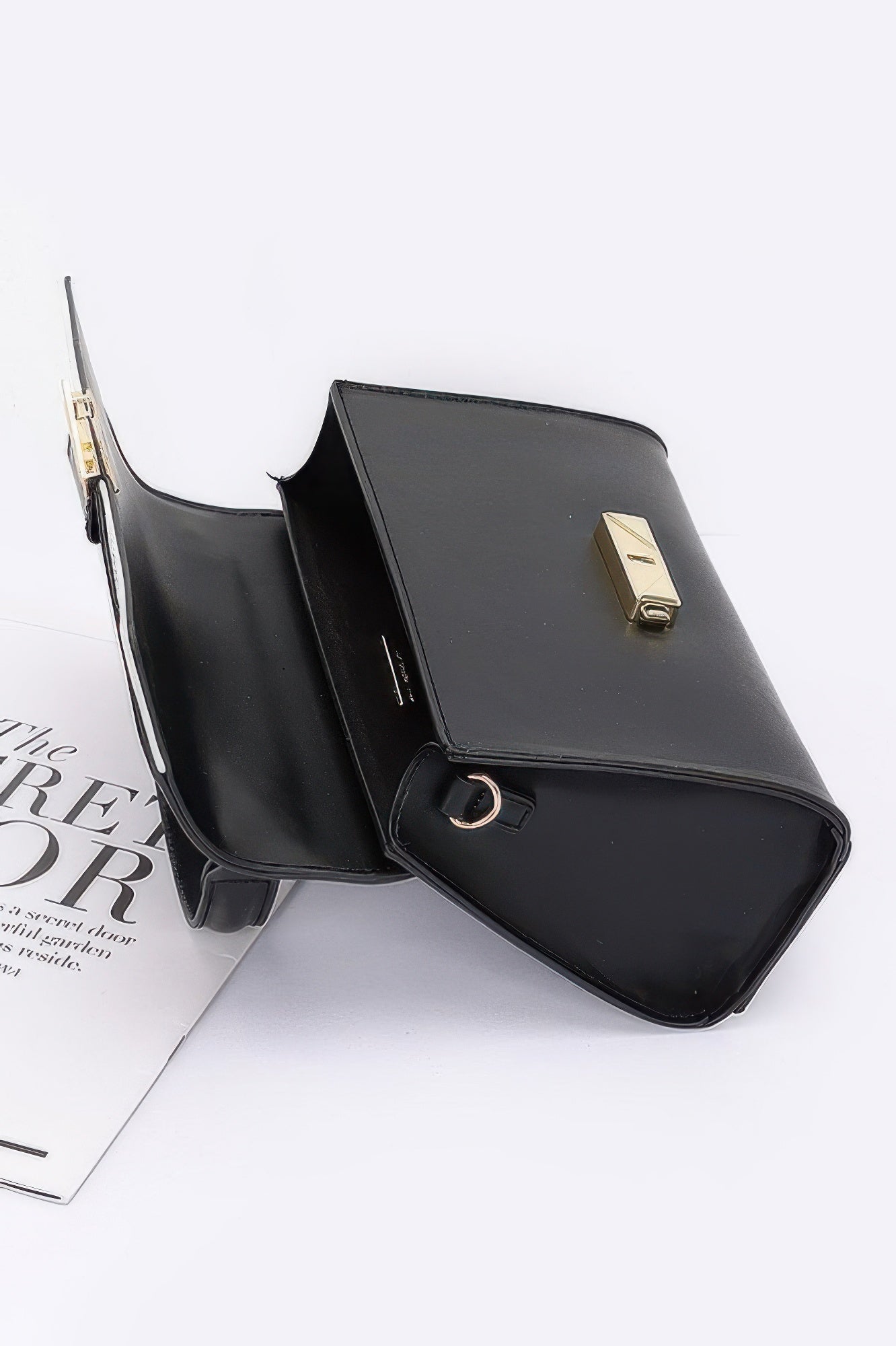 Faux Leather Two Tone Flap Bag