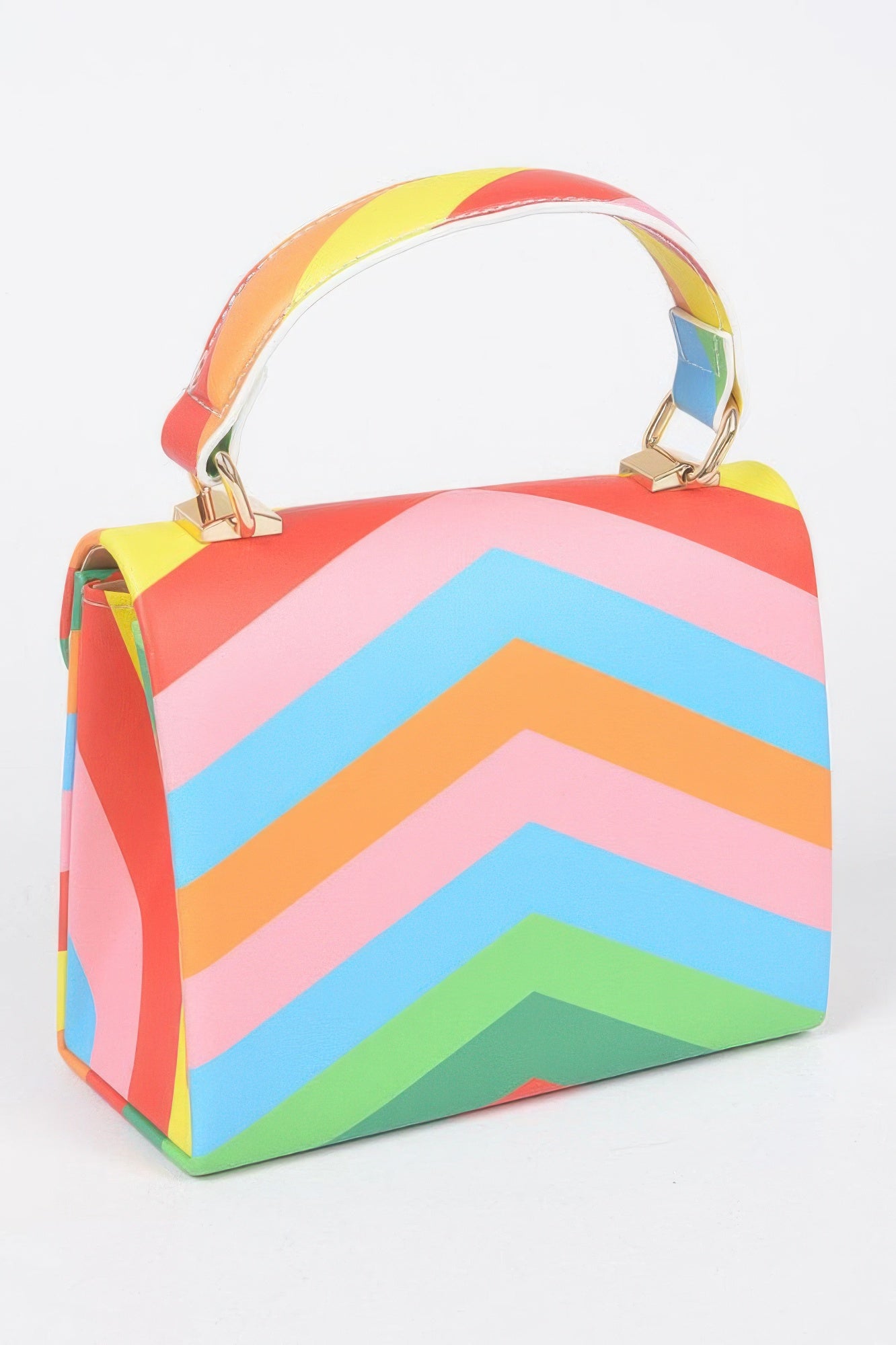 Rainbow Print Top Handle Clutch
