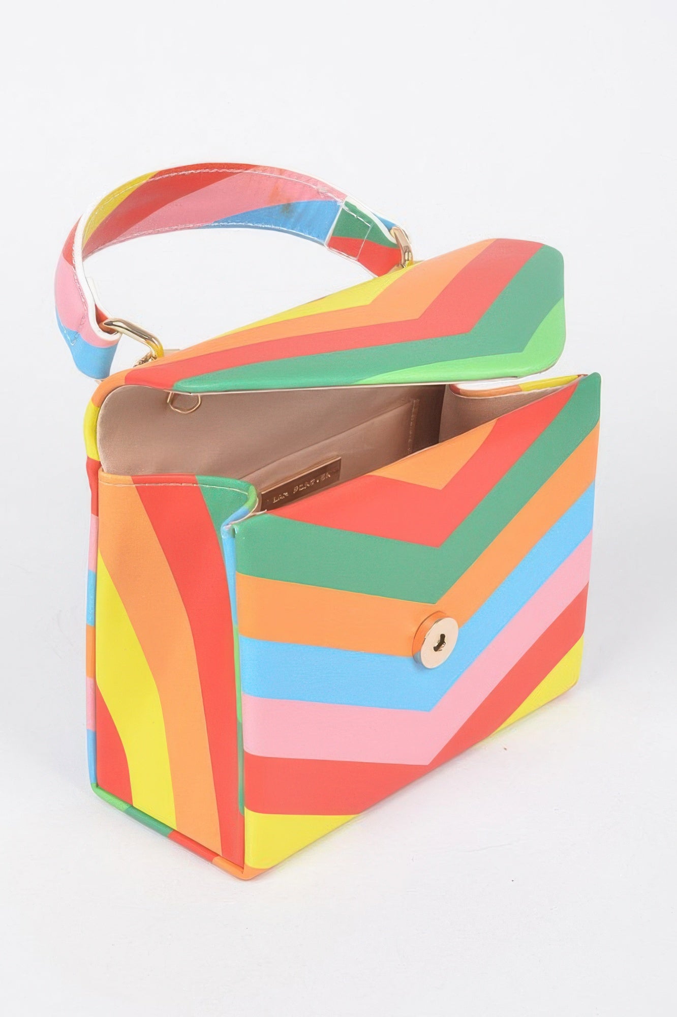 Rainbow Print Top Handle Clutch