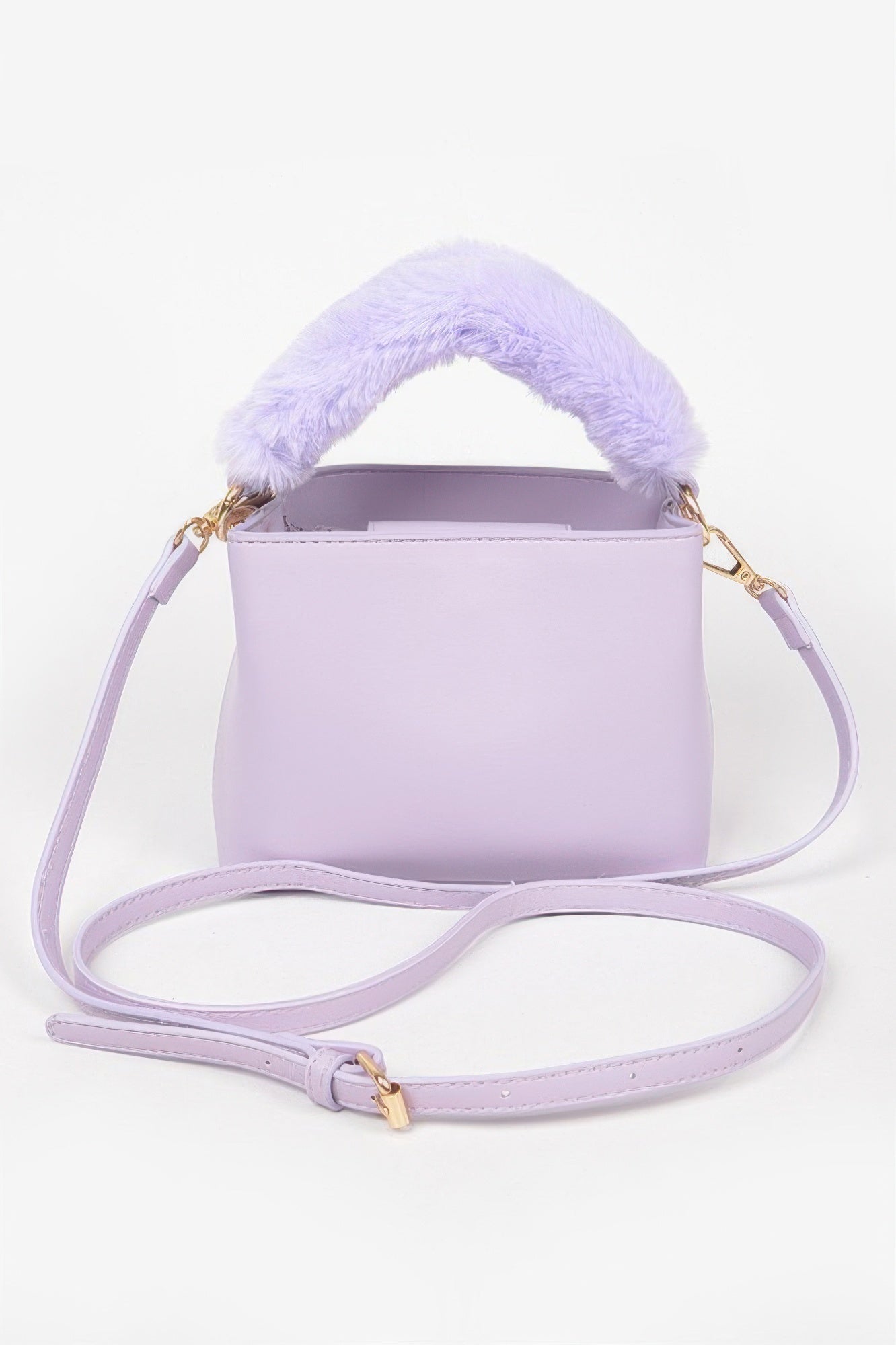 Faux Leather Fur Handle Bag