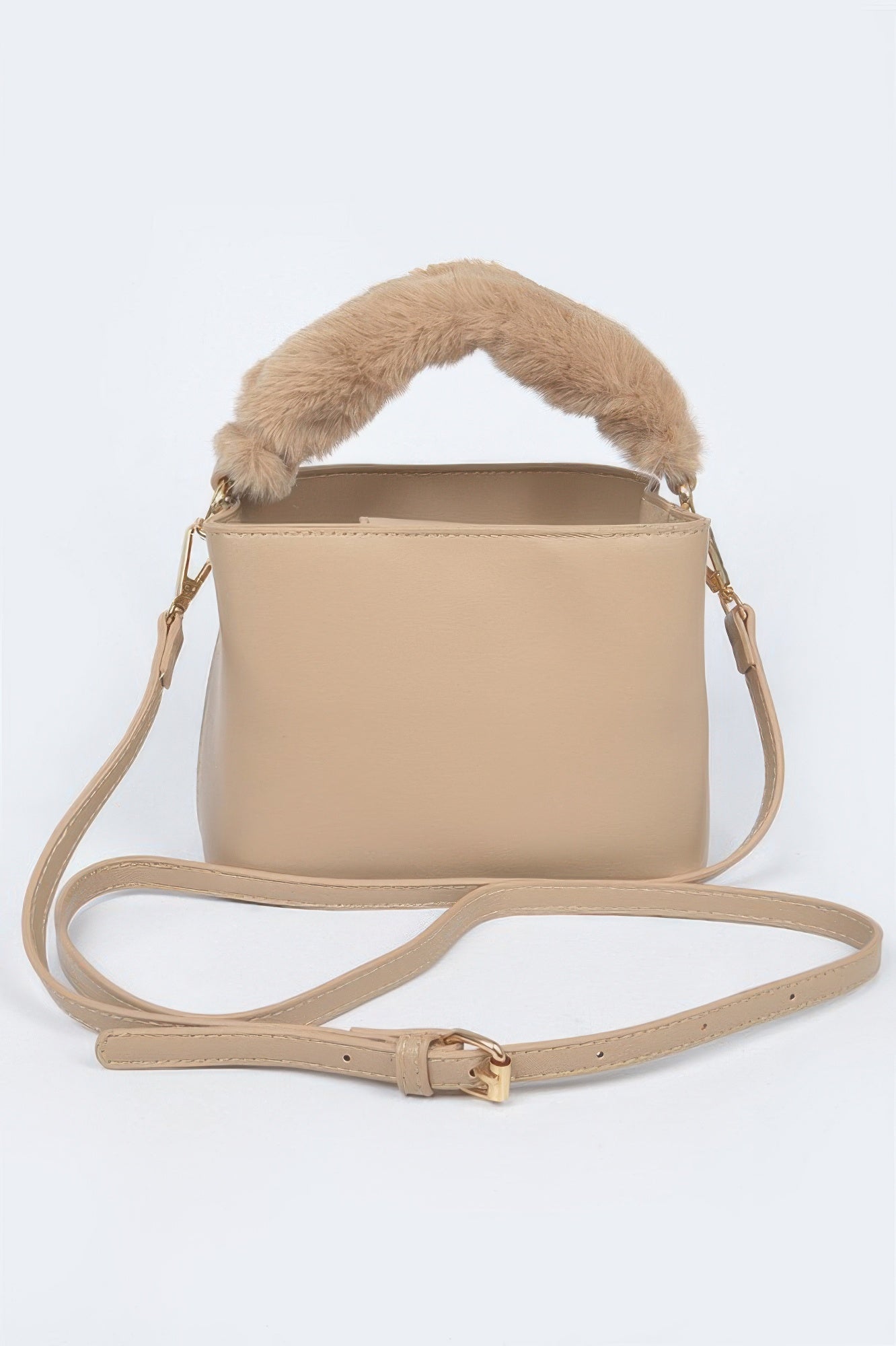 Faux Leather Fur Handle Bag