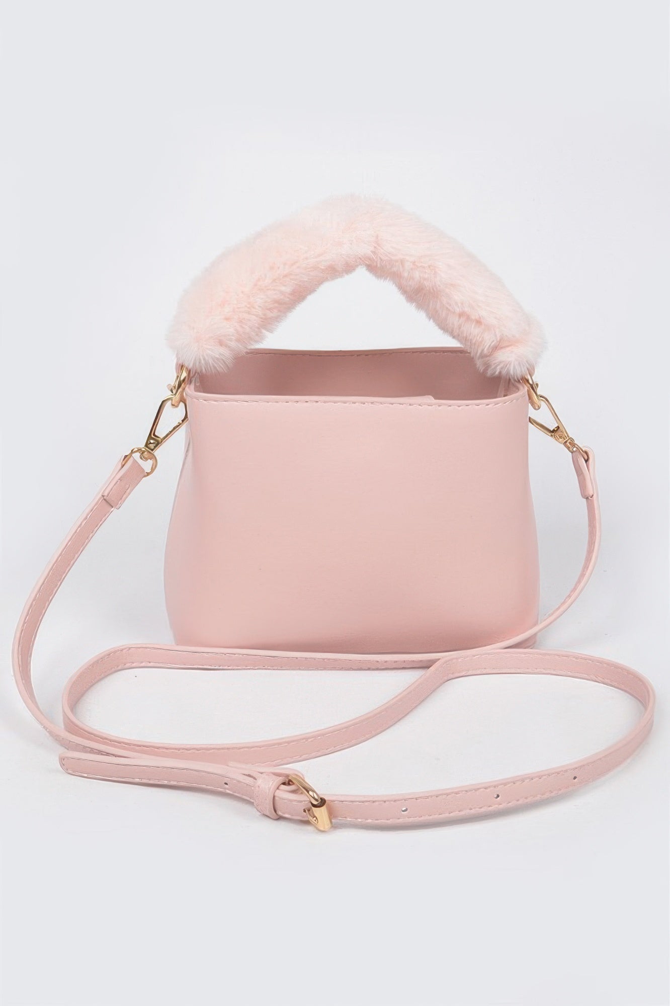 Faux Leather Fur Handle Bag