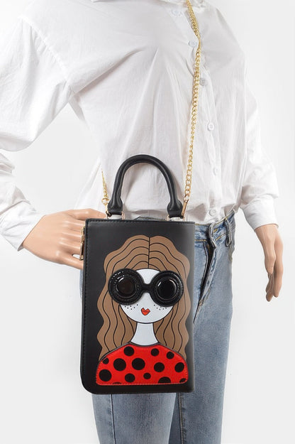 Character Printed Cross Chain Body Strap Bag