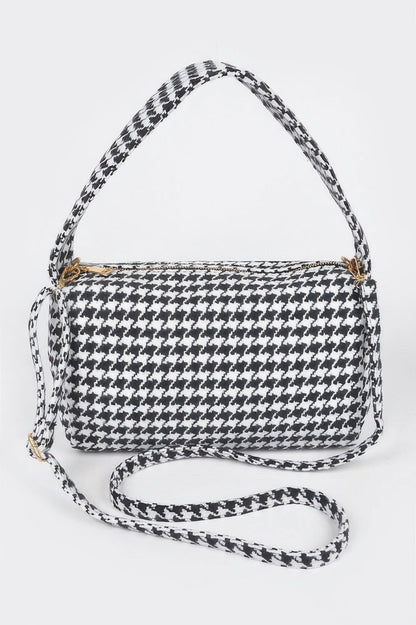 Houndstooth Knit Shoulder Bag