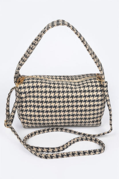 Houndstooth Knit Shoulder Bag