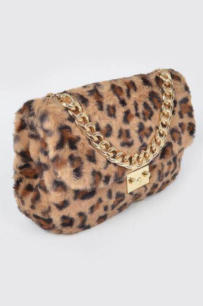 Faux Leo Fur Shoulder Bag