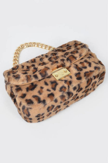 Faux Leo Fur Shoulder Bag