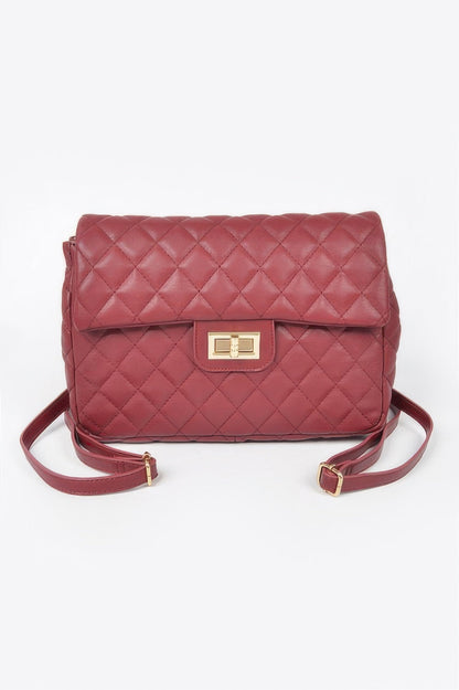 Quilted Faux Leather Flap Backpack