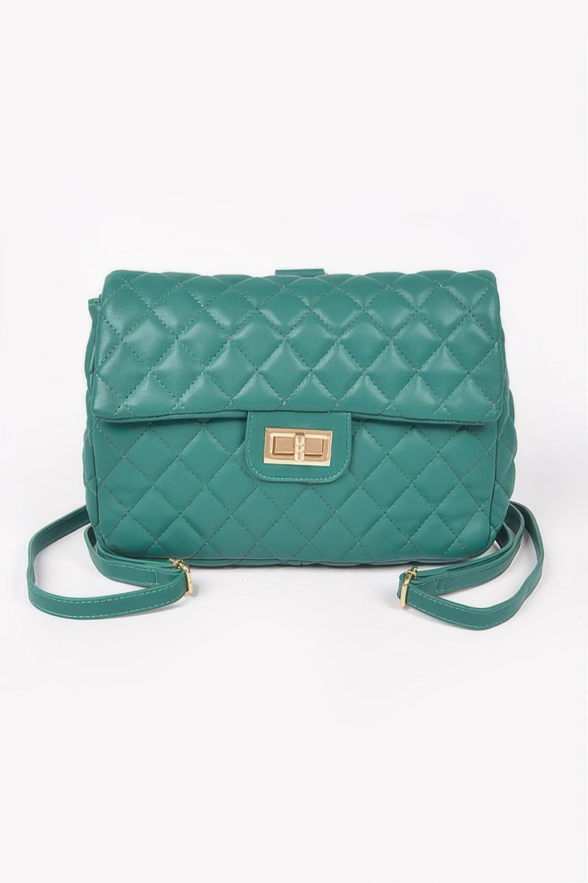 Quilted Faux Leather Flap Backpack