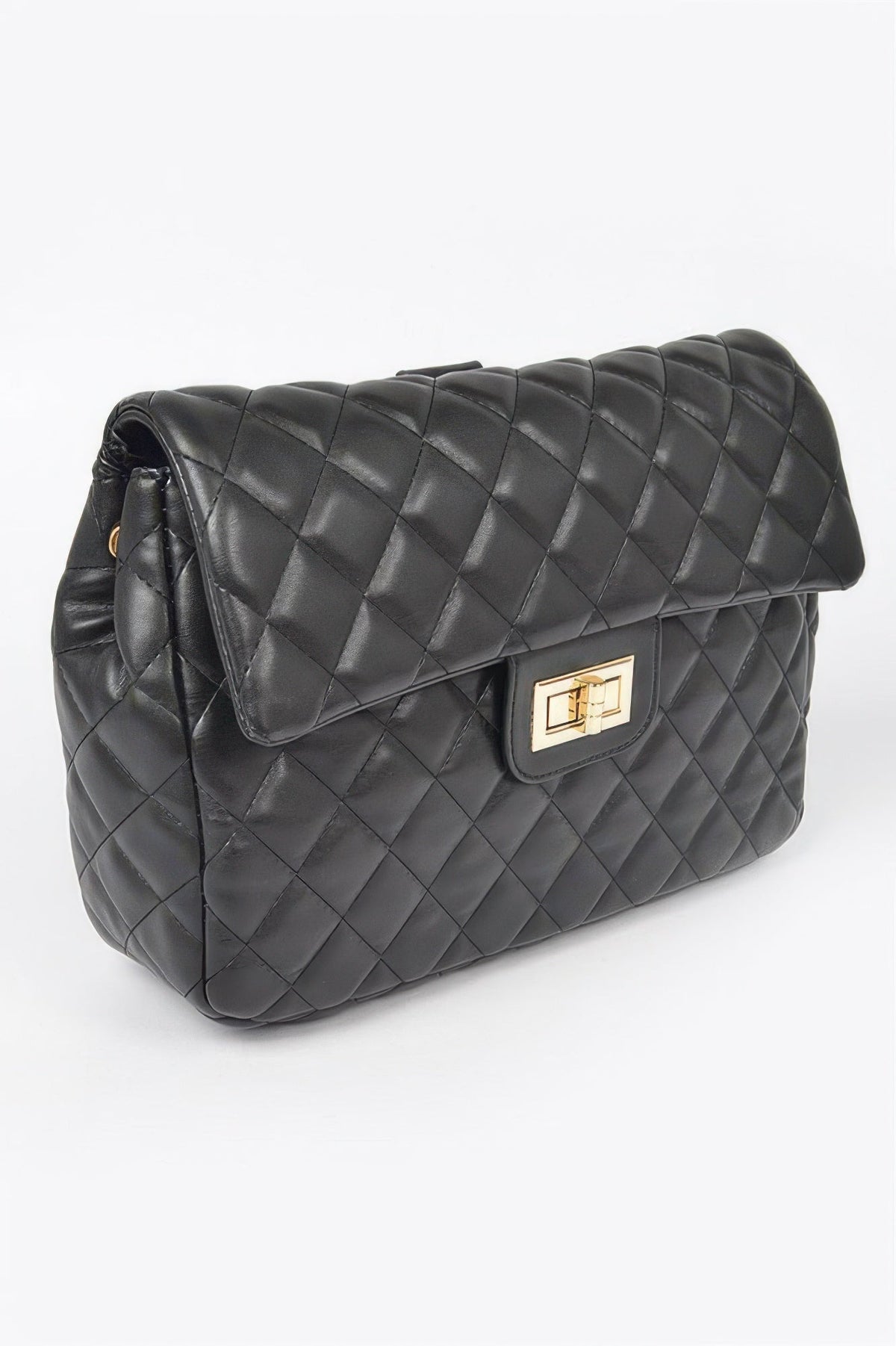 Quilted Faux Leather Flap Backpack