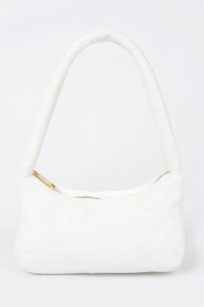 Solid Faux Fur Shoulder Bag