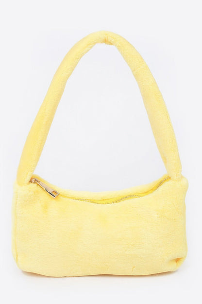 Solid Faux Fur Shoulder Bag