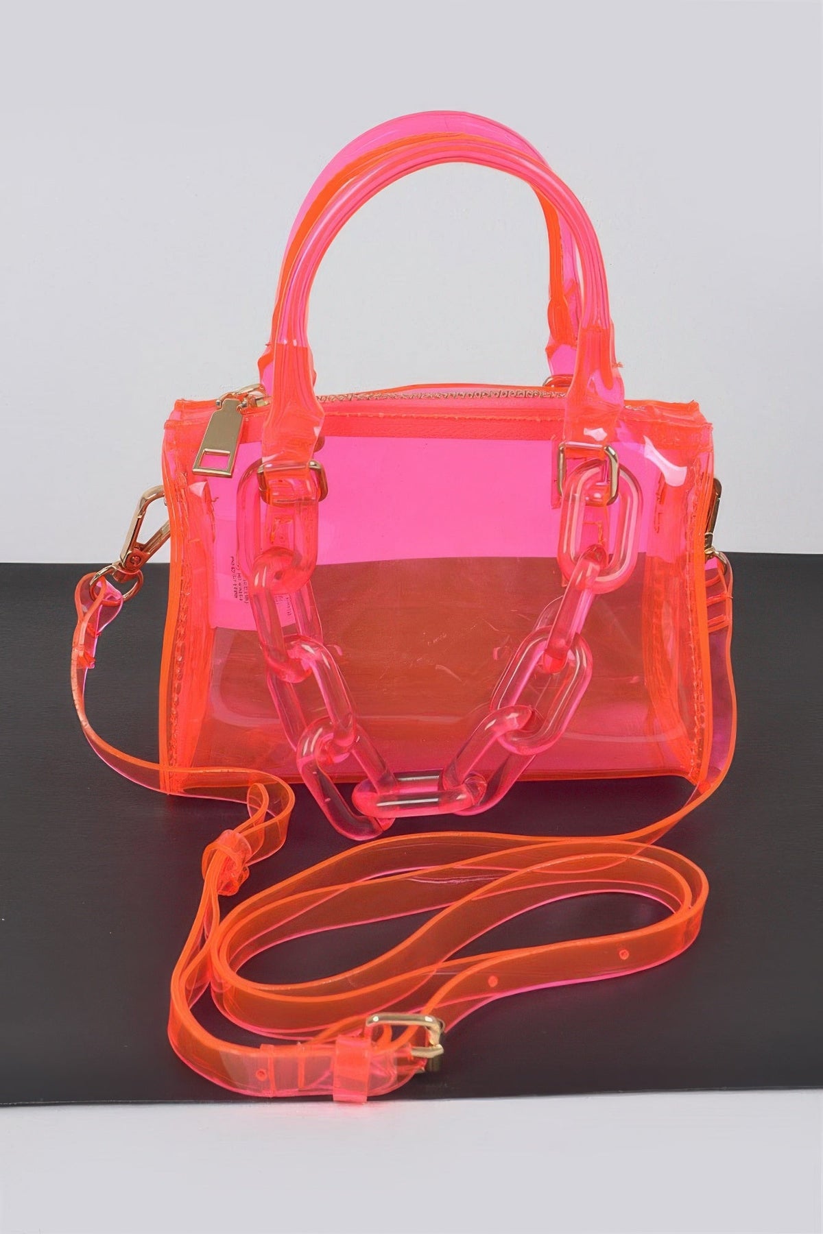 Transparent Mini Duffle Bag W/acrylic Chain