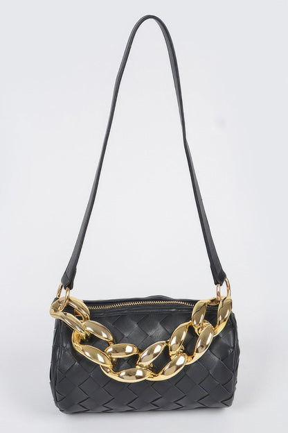 Braided Crossbody Bag W/oversized Chain