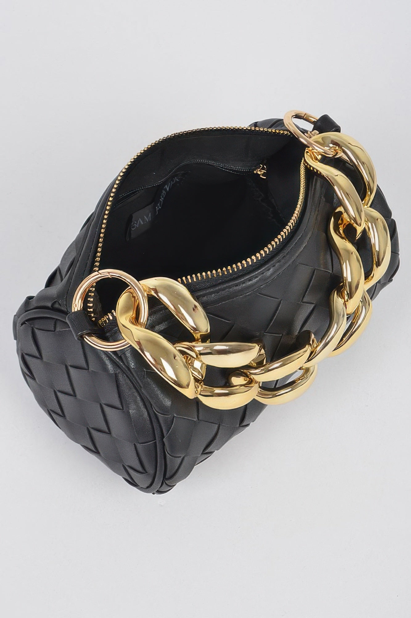 Braided Crossbody Bag W/oversized Chain